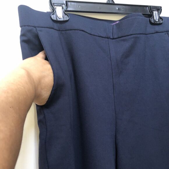 Gloria Vanderbilt Women's Ponte Pants Navy Knit Cropped Length Pullover Pockets - Picture 5 of 9